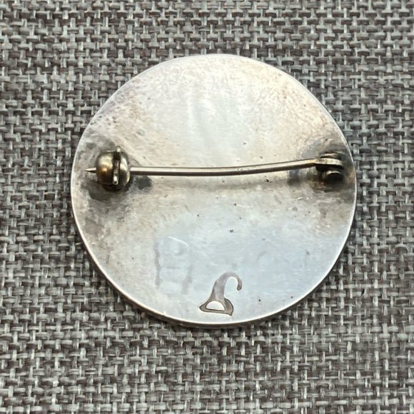 Vintage Sterling Silver Pin Brooch Hopi Aztec Tribal Native American Textured - Picture 2 of 8